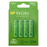 GP 2600 ReCyko uppladdningsbart AA/HR06 Ni-Mh batteri 4-pack